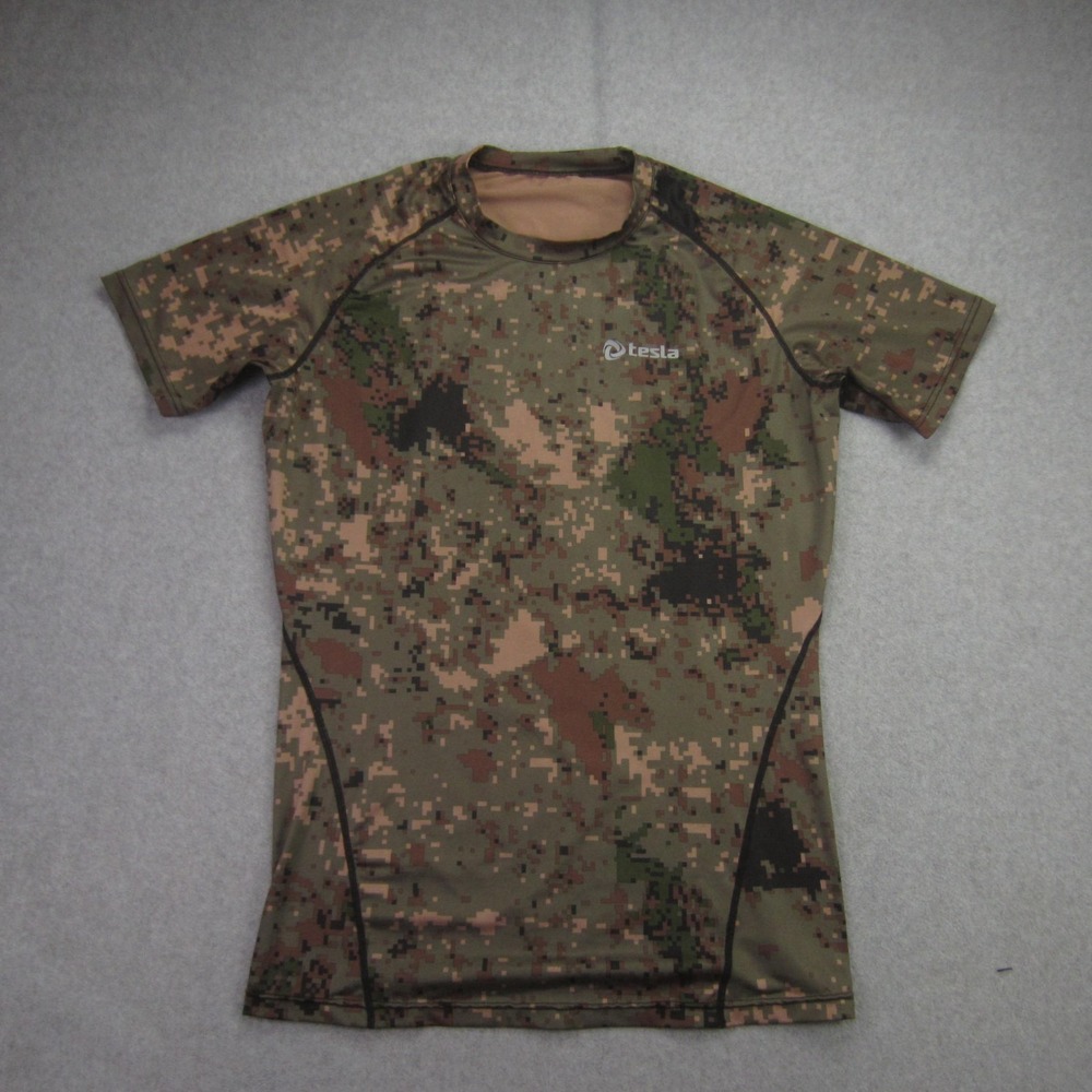 Tesla Compression Shirt Mens XL Camo Base Layer Short Sleeve Athletic Workout